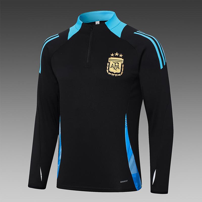 24-25 Argentina Long Sleeve Training Suit High Quality Breathable Quick Drying Black Training Suit Set