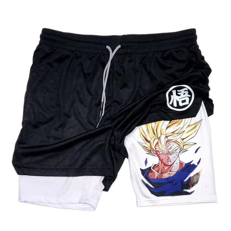 Men's Anime Gym Shorts Outdoor Beach Shorts Men's Fitness 2-in-1 Shorts Double-layer Trendy Gym Graphic Printed Sports Shorts Training Running Shorts Free shipping,Free delivery