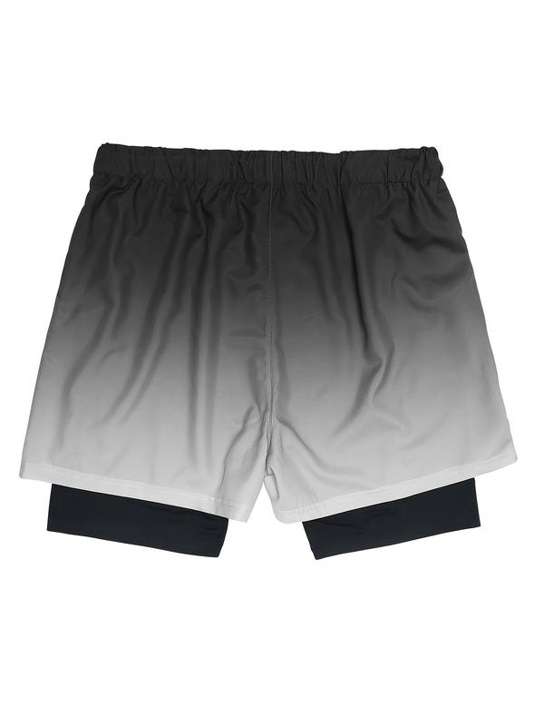 Mens Gradient Quick-Dry 2-in-1 Shorts with Secure Zip Pocket for Gym & Workouts