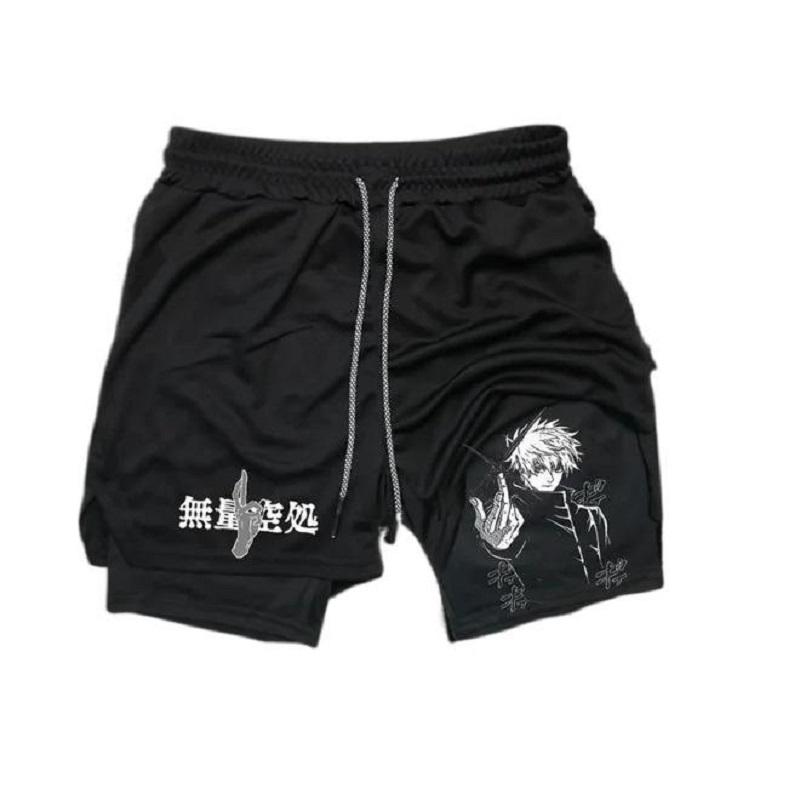 Men's Anime Gym Shorts Outdoor Beach Shorts Men's Fitness 2-in-1 Shorts Double-layer Trendy Gym Graphic Printed Sports Shorts Training Running Shorts Free shipping,Free delivery