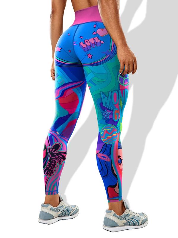 Women's All Over Print High Waist Leggings, Casual Comfy Breathable Skinny Pants for Yoga Gym Workout, Ladies Bottoms for All Seasons