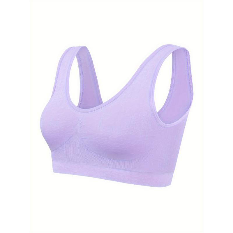 7pcs Solid Seamless Bra, Comfy Breathable Sporty Bra for Women's Lingerie & Underwear