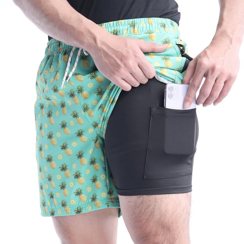 Mens Swim Trunks 2-Layer 3D Print Shorts - Quick-Dry, Drawstring Waist, 2 Side Pockets, Casual, Stylish, Summer Beach, Outdoors Wear,Breathable