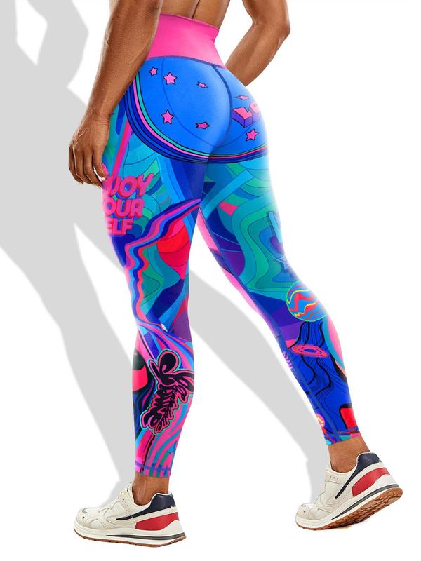 Women's All Over Print High Waist Leggings, Casual Comfy Breathable Skinny Pants for Yoga Gym Workout, Ladies Bottoms for All Seasons