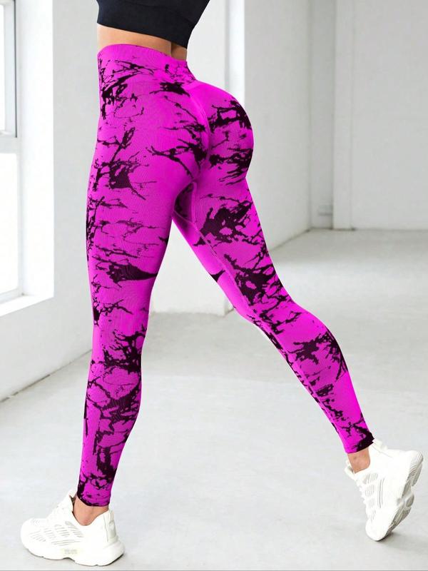 Women's Tie Dye Print High Waist Sports Tummy Control Leggings, Sporty High Stretch Quick Drying Skinny Pants, Ladies Sportswear for Yoga Gym Workout Running, Gym Outfits Women, Fall Outfits 2024, Leggings for Women