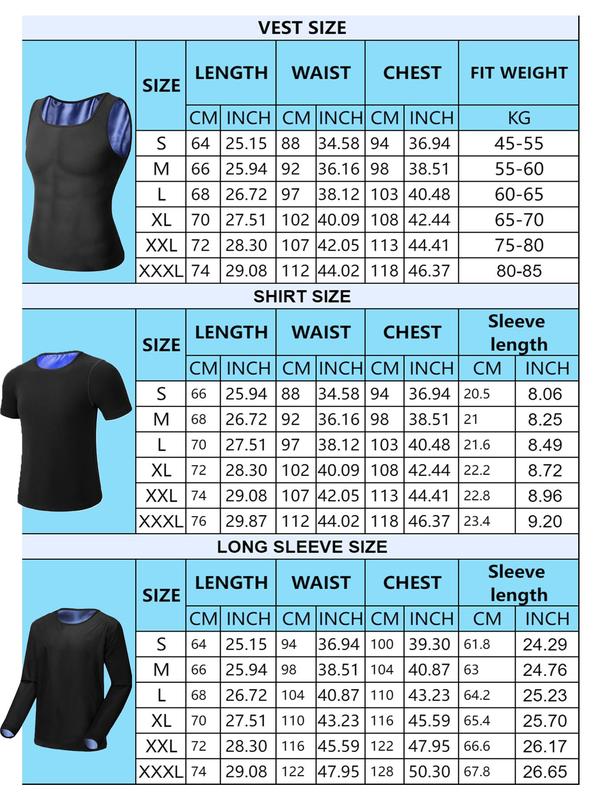 Men's Colorblock Sports Sauna Tops, Sporty Sleeveless Tank Top & Short Sleeve Tee & Long Sleeve T-shirt Sauna Set, Men Sauna Tops for Gym Workout, Fall Outfits, Fallfreshness,  Sauna Suit