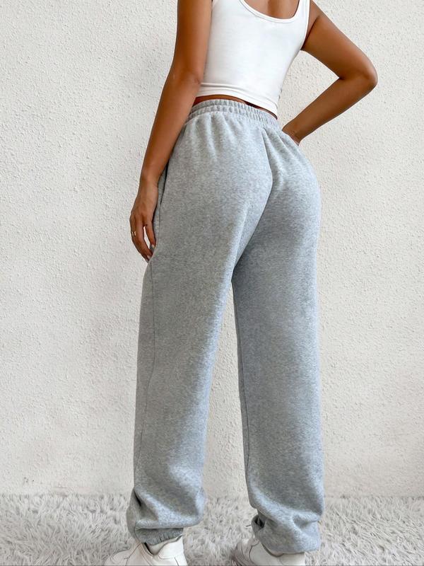 Women's Plain Criss Cross Pocket Elastic Waist Sweatpants, Comfort Basic Minimalist Fitted Jogger Pants, Lady Bottom, Womenswear