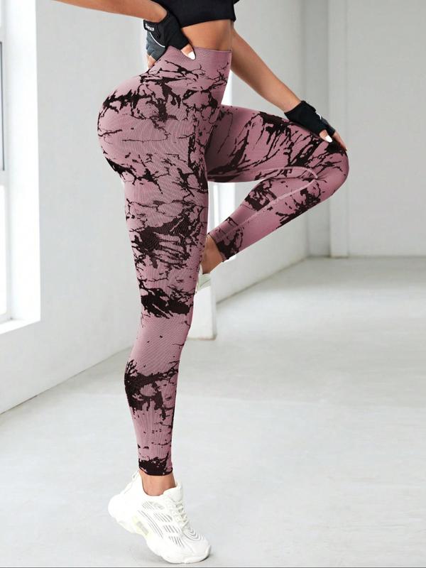 Women's Tie Dye Print High Waist Sports Tummy Control Leggings, Sporty High Stretch Quick Drying Skinny Pants, Ladies Sportswear for Yoga Gym Workout Running, Gym Outfits Women, Fall Outfits 2024, Leggings for Women