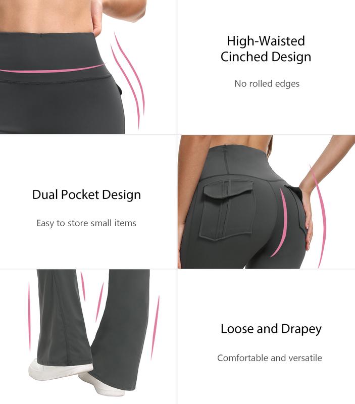 Women's Flared Leggings with Pockets Women's Fitness Leggings Butt Lifting Fitness Yoga Leggings exercise pants activewear outdoor