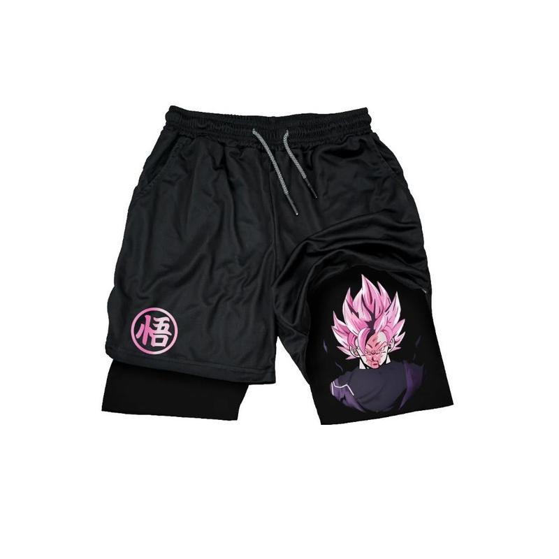 Men Shorts Anime Graphic Gym Shorts 2-in-1 Men Gym Shorts Summer Double Layer Sports Shorts with Inner Pocket Men Training Running Clothes sprayground  shorts basketball short