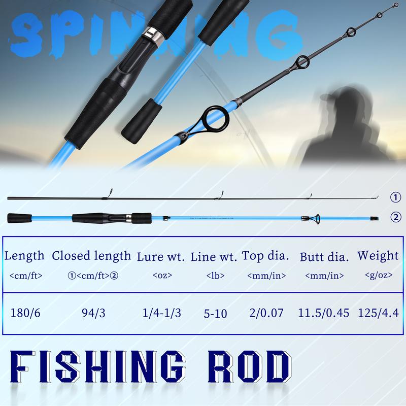 Sougayilang 5.9ft  Fishing rods set，11 + 1 Anti-Reverse Ball Bearings and 5.2:1 High-Speed Gear Ratio Casting Reel Combo,Outdoor fishing supplies