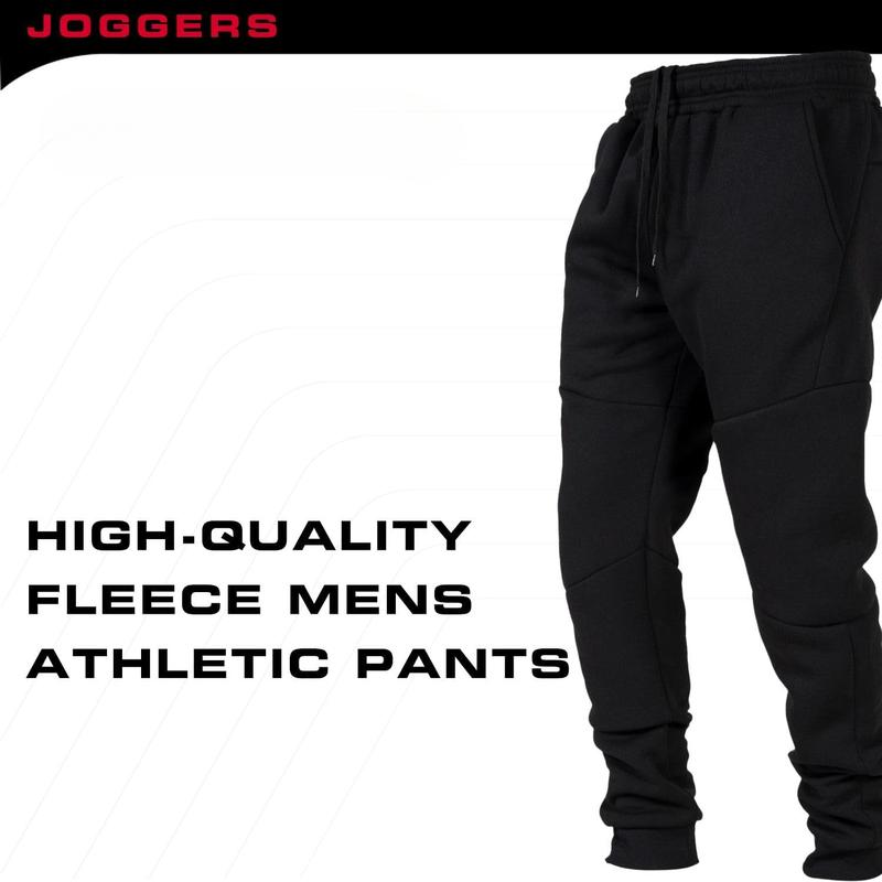 Performance 3 Pack Fleece Active Tech Joggers for Men, Mens Sweatpants with Zipper Pockets