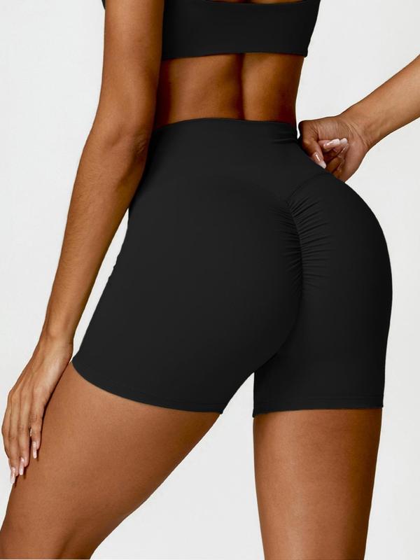 Women's Solid High Waist Sports Shorts, Gym Shorts, High Stretch Seamless Breathable Comfortable Quick Drying Skinny Shorts, Workout Clothes Women, Ladies Sportswear for Indoor Outdoor Wear