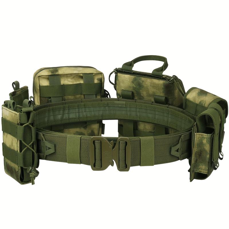 8pcs set Molle Battle Belt Utility Belt With Accessories Pouches - Quick Release Trigger Airsoft Belt Heavy Duty Belts