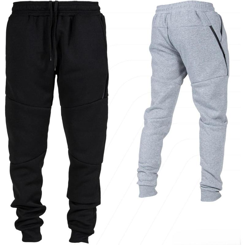 Performance 3 Pack Fleece Active Tech Joggers for Men, Mens Sweatpants with Zipper Pockets