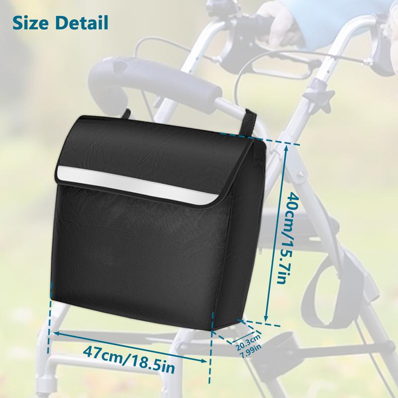 Wheelchair Bag Waterproof Wheelchair Pouch with Secure Reflective Strip Large Capacity Walker Storage Pouch Multifunctional Electric Wheel Chair Backpack Bag for Wheelchairs Walkers