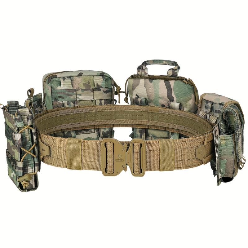 8pcs set Molle Battle Belt Utility Belt With Accessories Pouches - Quick Release Trigger Airsoft Belt Heavy Duty Belts