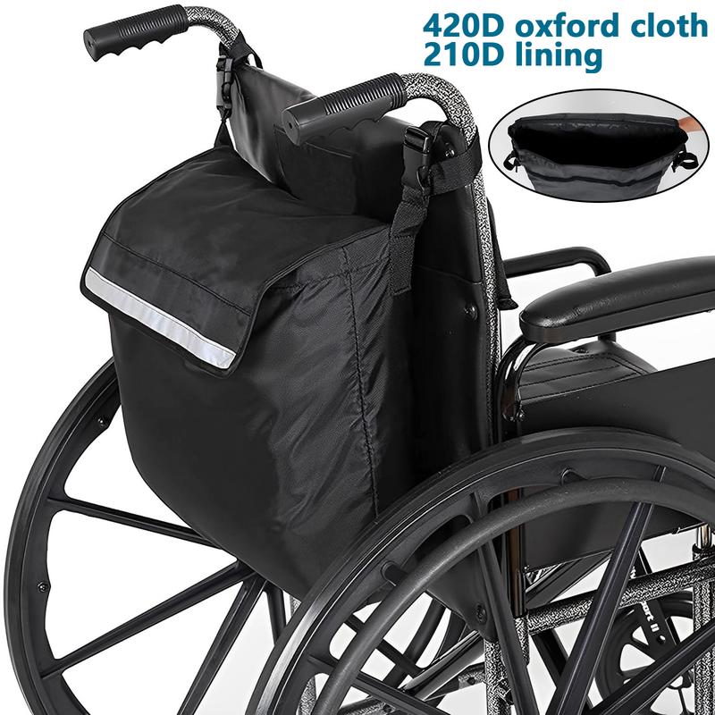 Wheelchair Bag Waterproof Wheelchair Pouch with Secure Reflective Strip Large Capacity Walker Storage Pouch Multifunctional Electric Wheel Chair Backpack Bag for Wheelchairs Walkers