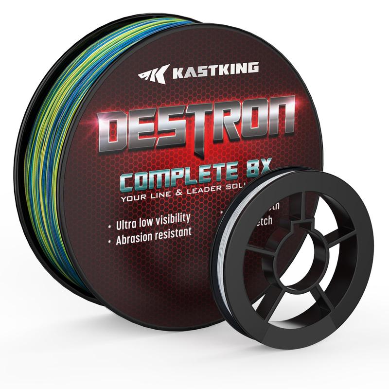 KastKing Destron Complete 8X Braided Fishing Line Thin Diameter Superline, Highly Abrasion Resistant, Near Zero Stretch, Perfectly Matched Braided Line & Leader