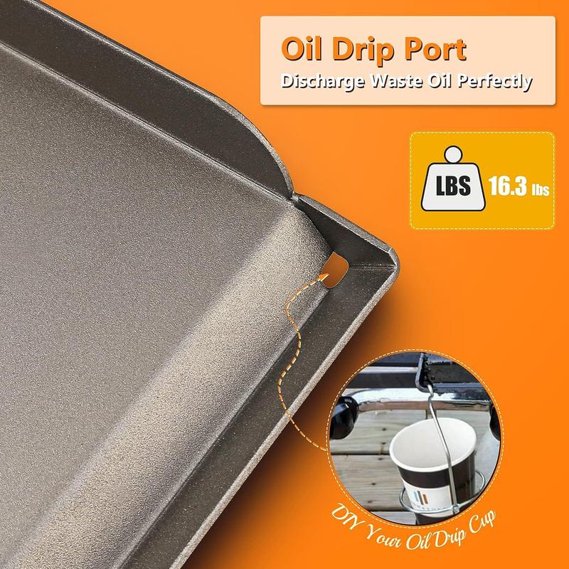 Elf Grill 14 x 32 inch Fry Griddle for Camp Chef Two Burner Stove with Oil Drip Port, Outdoor Stove Top Griddle for Gas Grills, Portable Propane Gas, Camping Stoves Griddle for Camp Chef Explorer