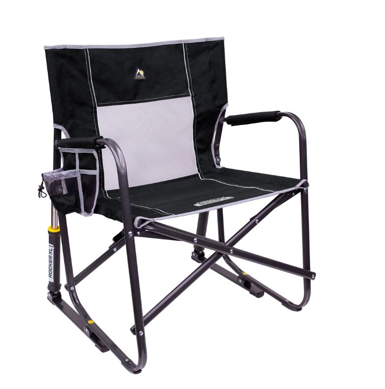 GCI Outdoor Freestyle Rocker XL Heavy Duty Folding Rocking Camping Chair, Black