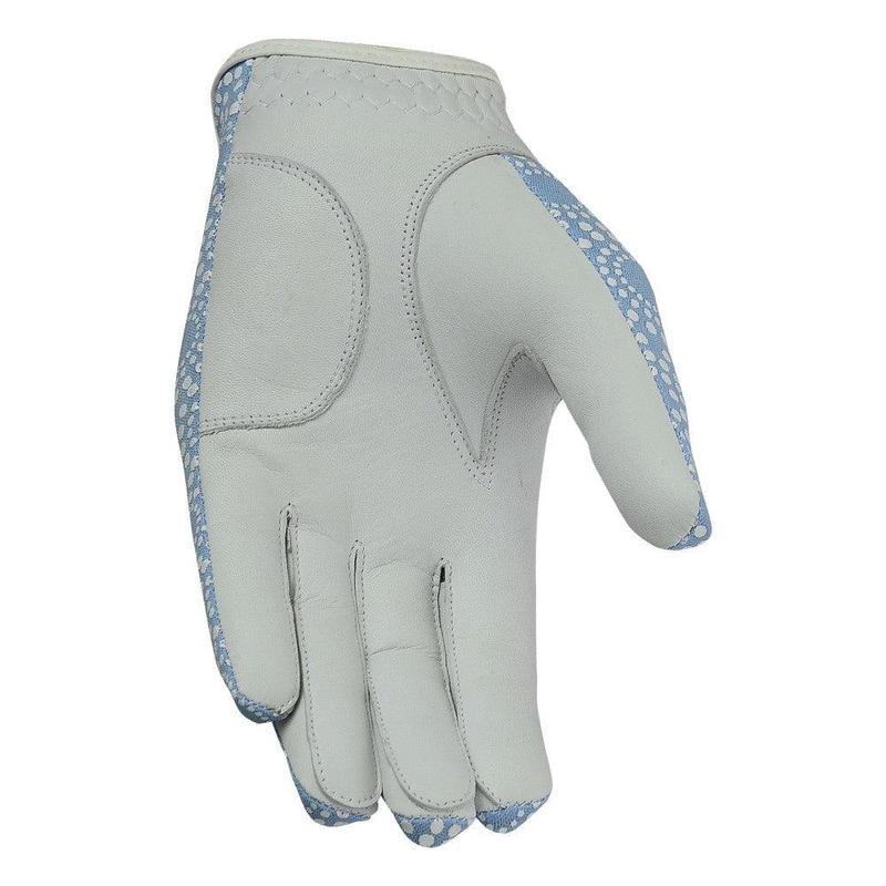 New Women's Golf Gloves Left Hand Cabretta Leather Sky Blue - Top Quality with Lycra Patterned