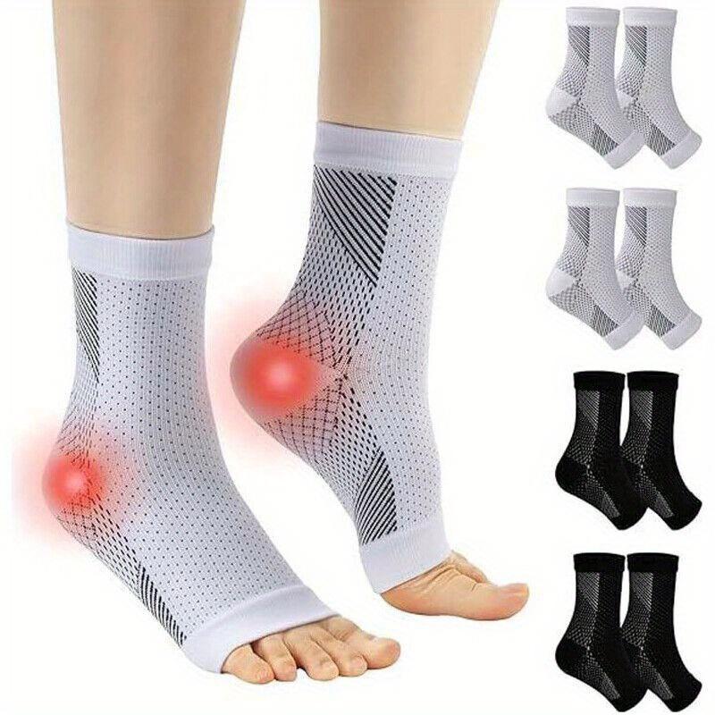 4 Pairs of Neuropathy Socks Ankle Bracket and Tendonitis Compression Socks Pain Relief Running Compression Stockings