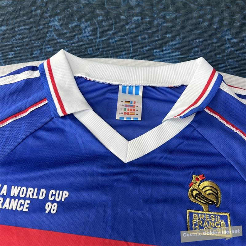 1998 World Cup France Home Blue Short Sleeve Top Vintage Quick Dry HENRY No.12 Soccer Jerseys