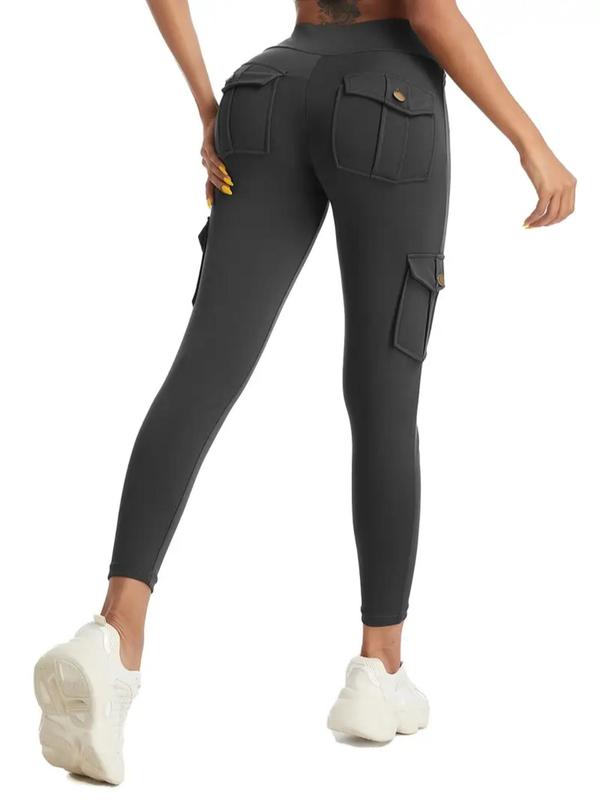 Women's Solid High Waist Pocket Sports Leggings, Casual Comfy Breathable Skinny Tummy Control Pants for Yoga Gym Workout Running, Ladies Compression Pants Workout Clothes Women, Leggings with Pockets, Fall Outfits 2024, Fall Outfits Black Girl