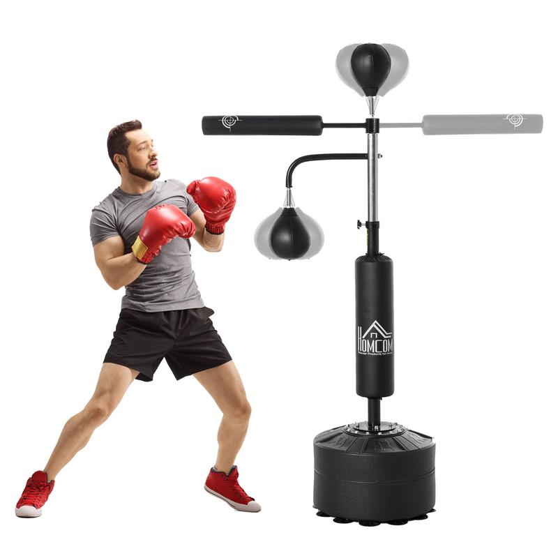 Soozier 3-in-1 Boxing Bag Freestanding Punching Bag with 2 Speed Bag, 360° Relax Bar, Reflex Bag, Adjustable Height