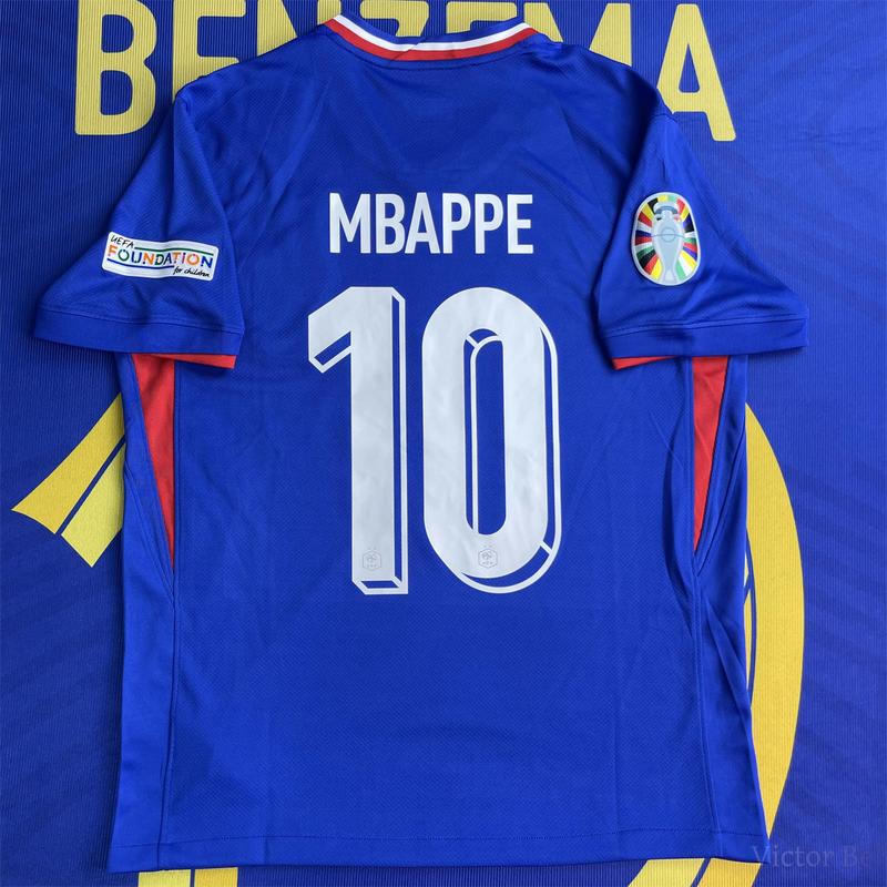 Mbappe No.10 Fan Edition Blue France Home Short Sleeve Soccer Jersey by Euro 2024