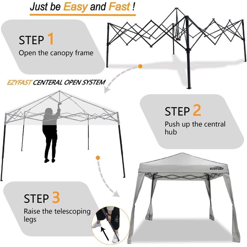 Compact Pop Up Canopy Tent, Collapsible Instant Shelter,Portable Sports Cabana, with Built-in Weight Bags, 8 x 8 ft Base   6 x 6 ft Top for Camping, Hiking, Picnic, Family Outings (Khaki)