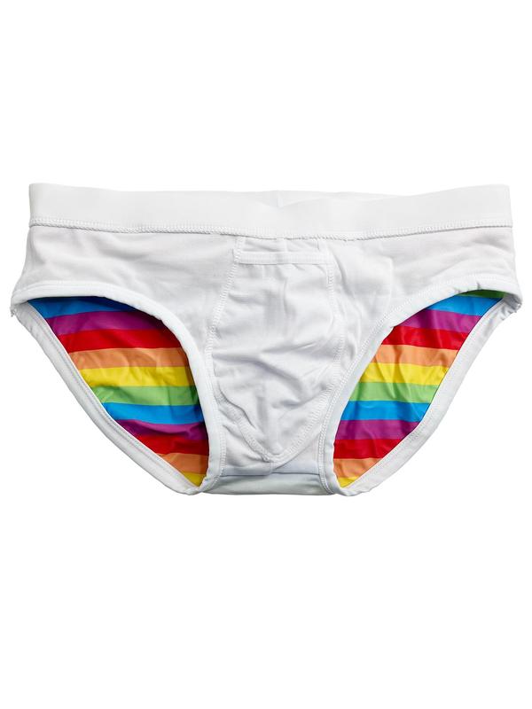 LGBTQ+ Men Swim Trunks, Men's Regular Fit Rainbow Striped Print Drawstring Waist Swim Bottoms, Sexy Swim Briefs, Soft Comfort Breathable Swim Shorts for Summer, Fashion Men's Swimwear for Beach Holiday Vacation