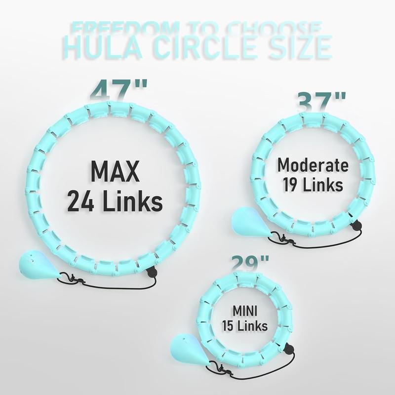 Weighted Hula Circle with 24 Links for Adults Weight Loss, Infinity Fitness Hoop Plus Size, for Women Smart Exercise Equipment