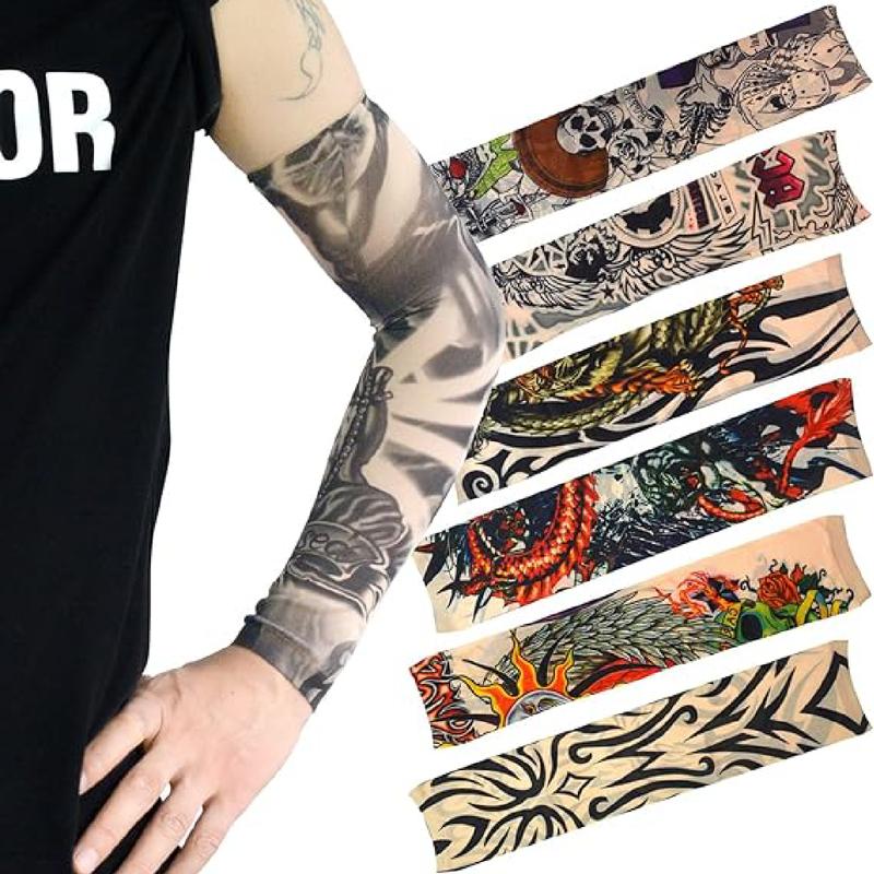 20 Pcs Temporary Tattoo Arm Sleeves Arts Fake Slip on Arm Sunscreen Sleeves Body Art Stockings Protector Designs Tribal Unisex Stretchable arm sleeves