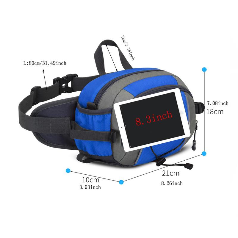 Large Capacity Drawstring Design Sports Fanny Pack, Waterproof Zipper Hiking Bag, Multifunctional Water Bottle Waist Bag for Outdoor Cycling