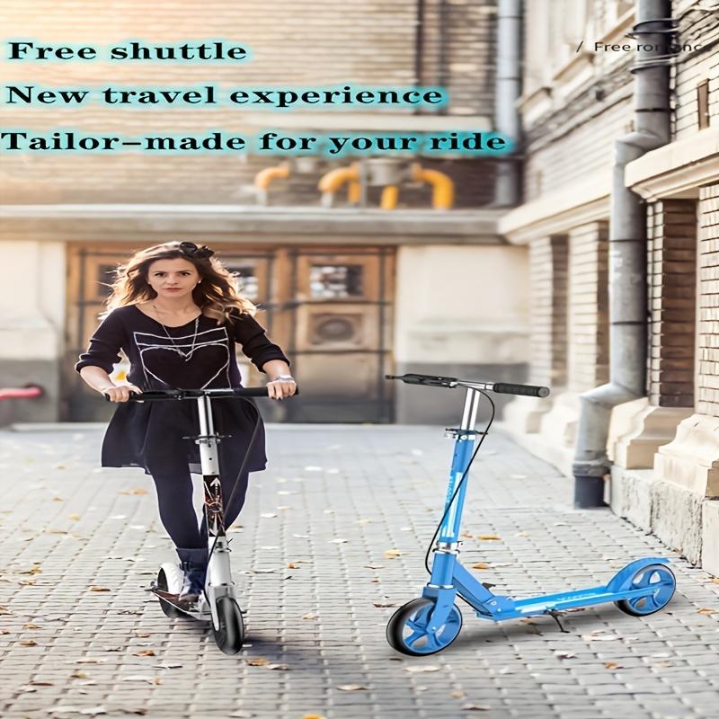 Double Brake Folding Adult and Youth Scooter, Adjustable Height (4 Gears), Lightweight, Maximum Load Capacity 220 Pounds, 2 Wheels Commuter Scooter