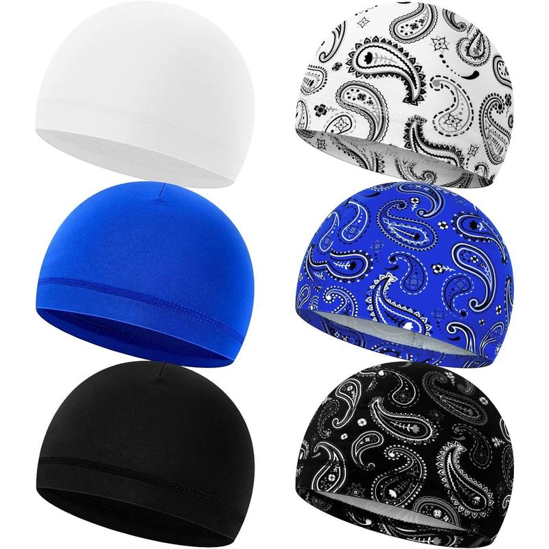 6 Pcs Men Cooling Skull Cap Helmet Liner Sweat Wicking Beanie Head Roll Bicycle Cycling Running Hat