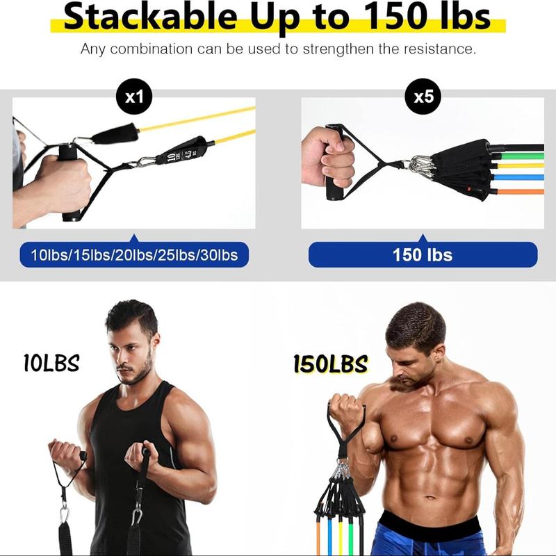 Resistance Band Set, 1 Set Portable Multipurpose Fitness Band with Handle & Storage Bag, Durable Exercise Band for Home Gym Workout