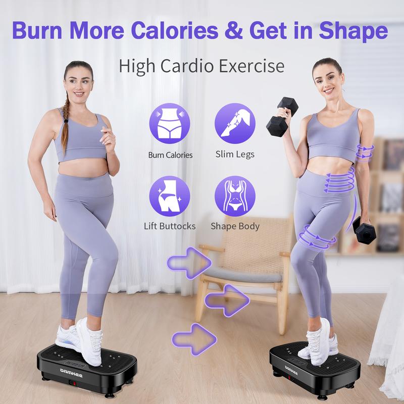 DamKee Vibration Plate Exercise Machine, 9 Modes Whole Body Workout Vibrating Fitness Platform for Buring Calories & Shaping, Wellness - Home Gym Equipment