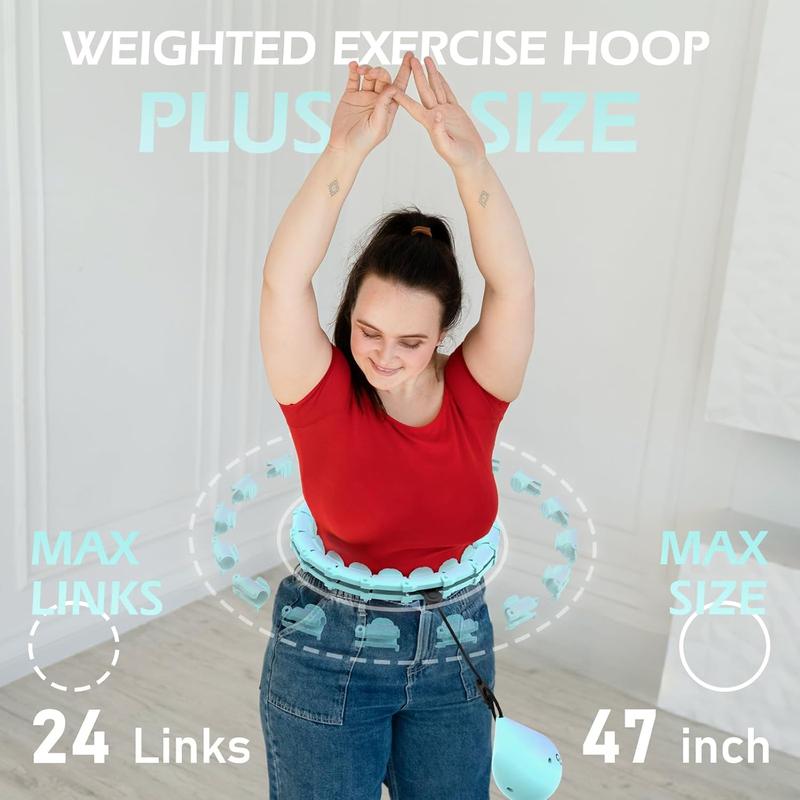 Weighted Hula Circle with 24 Links for Adults Weight Loss, Infinity Fitness Hoop Plus Size, for Women Smart Exercise Equipment