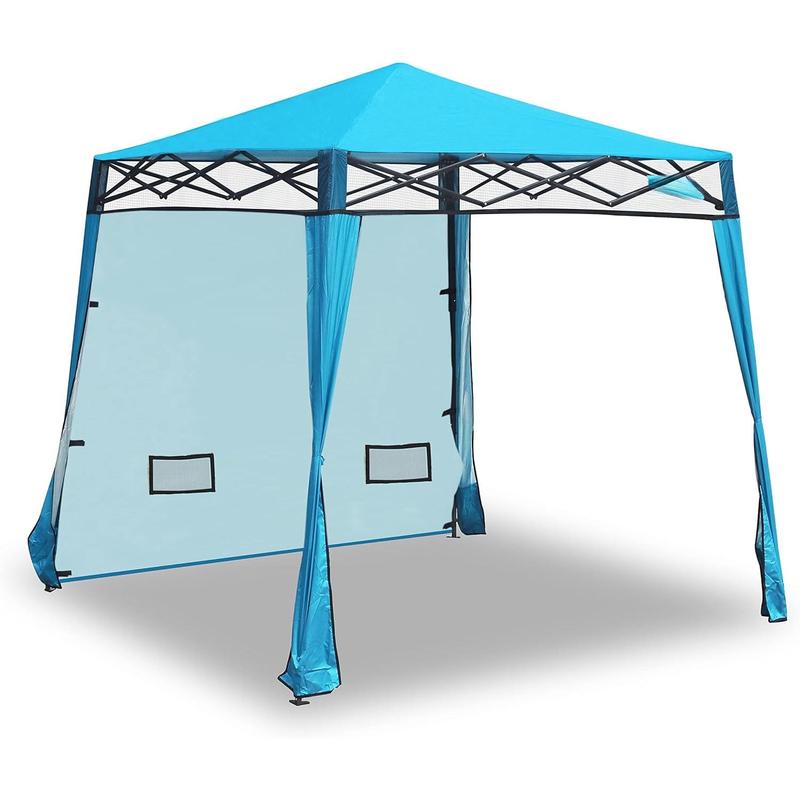 Compact Pop Up Canopy Tent, Collapsible Instant Shelter,Portable Sports Cabana, with Built-in Weight Bags, 8 x 8 ft Base   6 x 6 ft Top for Camping, Hiking, Picnic, Family Outings (Khaki)