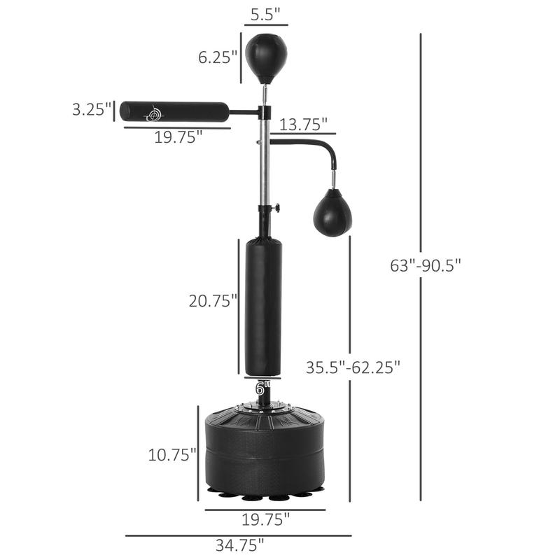 Soozier 3-in-1 Boxing Bag Freestanding Punching Bag with 2 Speed Bag, 360° Relax Bar, Reflex Bag, Adjustable Height