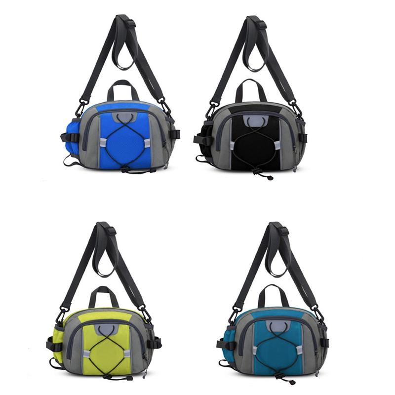 Large Capacity Drawstring Design Sports Fanny Pack, Waterproof Zipper Hiking Bag, Multifunctional Water Bottle Waist Bag for Outdoor Cycling