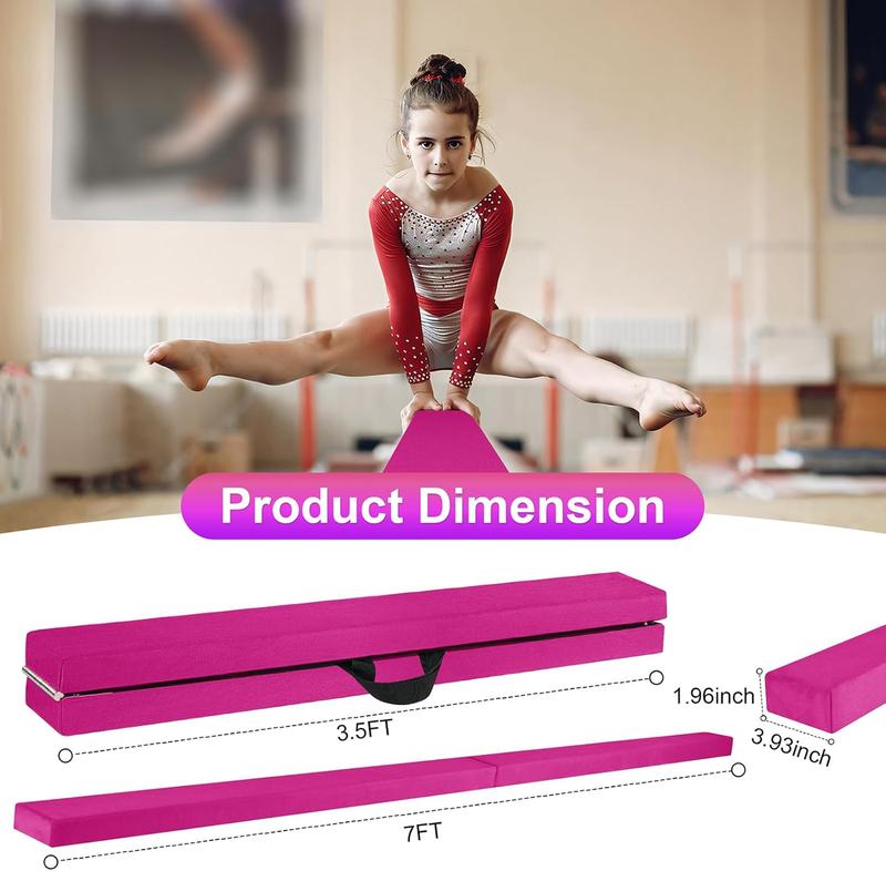 7FT 8FT Balance Beam, Folding Floor Gymnastics Equipment for Gymnast  Adults, Non Slip Rubber Base, Professional Gymnastics Beam for Home