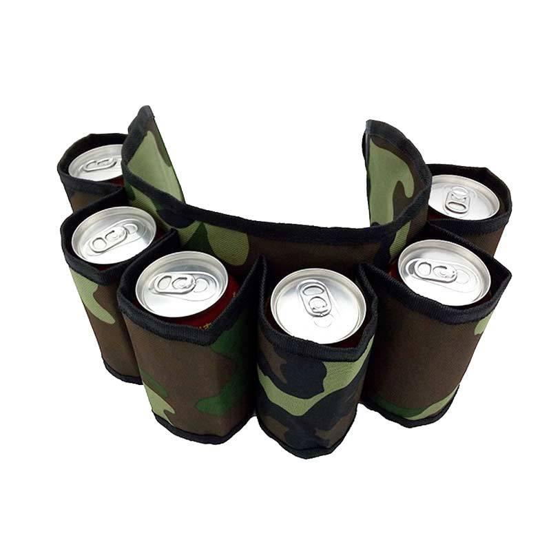 Beer Belt Holster with 6 Holders Adjustable Camouflage Beer Soda Can Holster Belt Beer Waist Pack for Can Drink Bottle Men Women Party Drinking Picnics Hiking 4 Colors