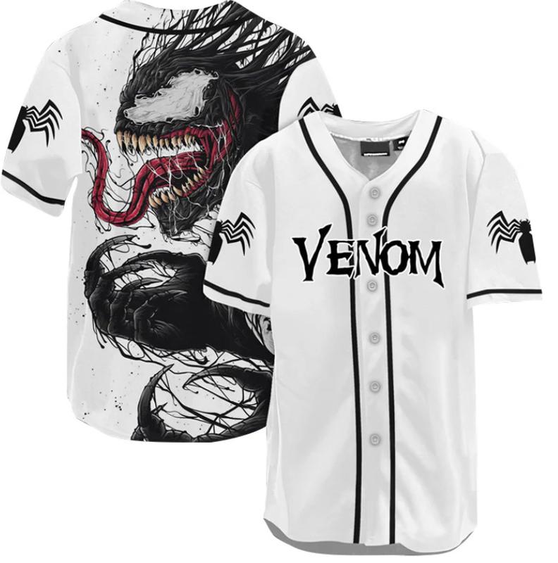 Venom Horror Movie Baseball Jersey Shirt for Men Women Halloween Outfits for Adults Young Horror Characters