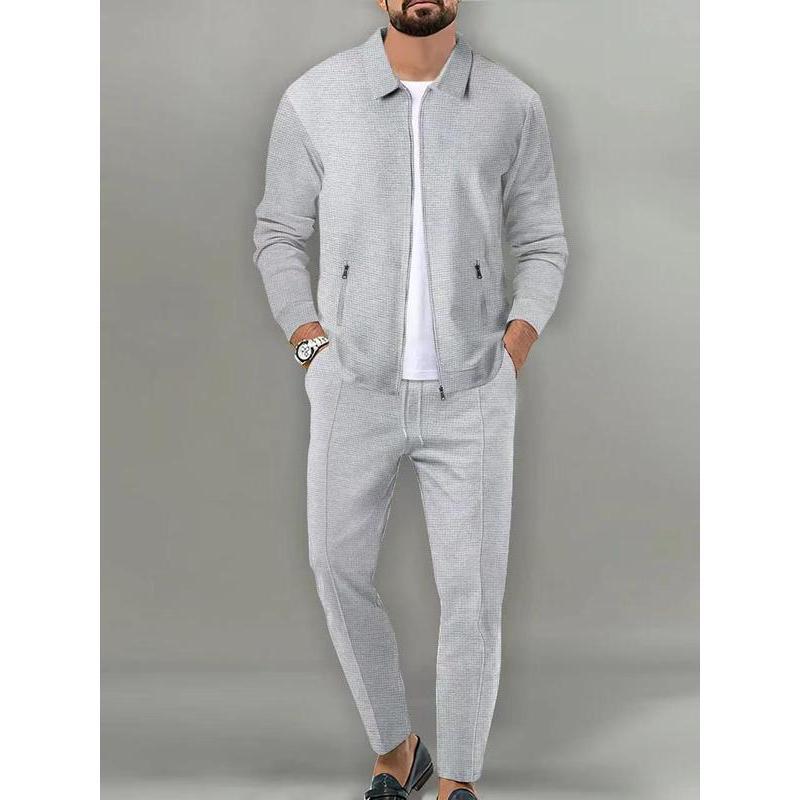 Sporty Two-piece Set Men's Plain Zip Up Jacket & Drawstring Waist Pants Tracksuit Set, Sports Long Sleeve Collared Outerwear & Pocket Elastic Waist Trousers, Men's Sportswear for Gym Workout Running 9 Clothes, Fall Clothes 2024 90s Clothes, Fall Outfits