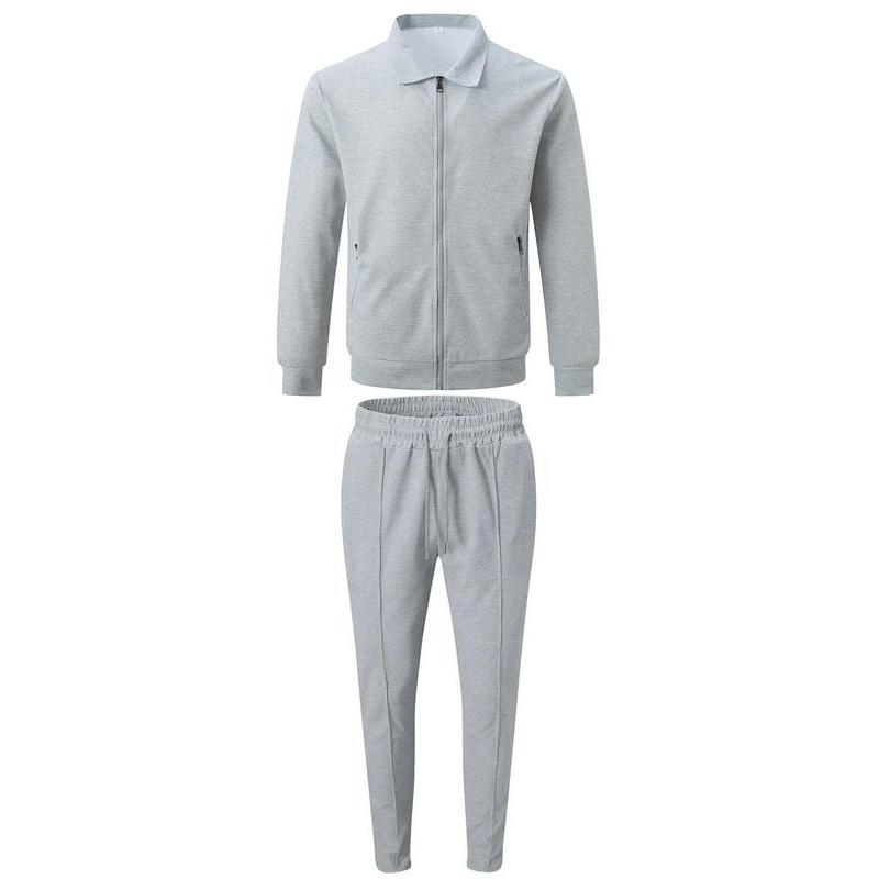 Sporty Two-piece Set Men's Plain Zip Up Jacket & Drawstring Waist Pants Tracksuit Set, Sports Long Sleeve Collared Outerwear & Pocket Elastic Waist Trousers, Men's Sportswear for Gym Workout Running 9 Clothes, Fall Clothes 2024 90s Clothes, Fall Outfits