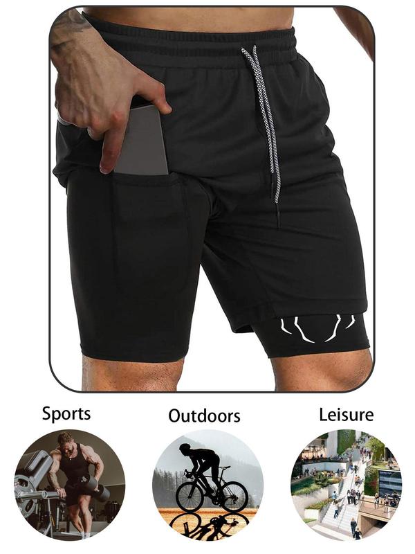 Men's Spider Print 2 in 1 Drawstring Waist Athletic Sports Shorts, Fall Outfits, Fallfreshness Casual Sporty Regular Fit Quick Drying Breathable Sports Shorts, Gym Shorts, Men Sports Shorts for Gym Workout Running